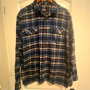 Patagonia Blue & Tan Plaid Flannel Shirt